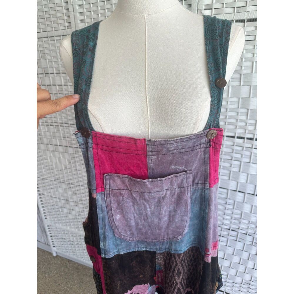 Nepal Boho Patchwork Overalls 2XL XXL 100% Cotton Hippie Granola Exotic - Picture 7 of 12